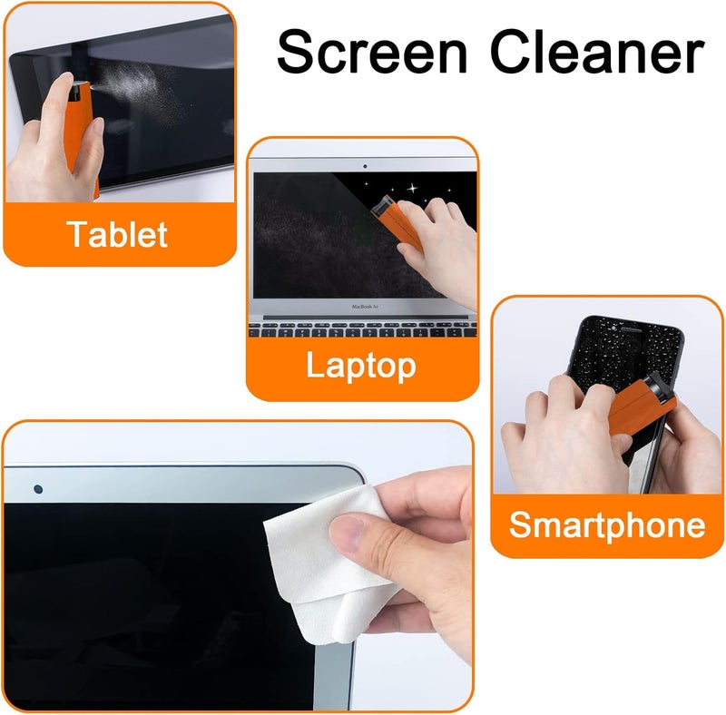 walrfid Screen Cleaner Touchscreen Mist Spray, Cleaning Kit for Electronic Smart Phone TV, Laptop, Tablet, PC, Computer Monitor Flat LCD, Eyeglasses, Compatible with iPhone iPad MacBook Pro (Orange) - Image 4